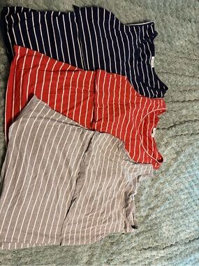 Striped Nursing Tank Top Bundle - Navy, Red, Gray
